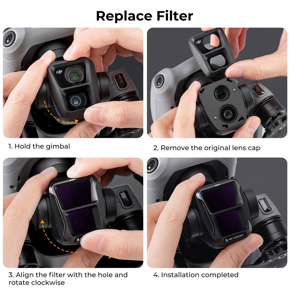 DJI Air 3 ND8, ND16, ND32, ND64 suodattimet 4 kpl sarja, neutraalitiheyssuodatinsarja, 28-kerroksinen monipinnoitettu HD optinen lasisuodatin