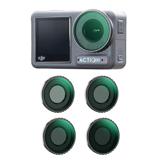 DJI Osmo Action 4 Kit filtri ND ND8+ND16+ND32+ND64 Confezione da 4, filtri in vetro ottico con rivestimento multistrato