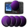 K&F Concept 4-pak Push-in Fit ND/PL Filter Kit Kompatibel med DJI Osmo Action 3/4/5 Pro, ND8/PL ND16/PL ND32/PL ND64/PL Neutral Density Polariserende Reducerende Blænding og Lyskontrolfiltre