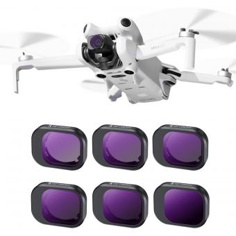 Kit 6 Filtros ND K&F Concept para DJI Mini 4 Pro (ND4 + ND8 + ND16 + ND32 + ND64 + ND1000) - Cristal HD y 28 Capas