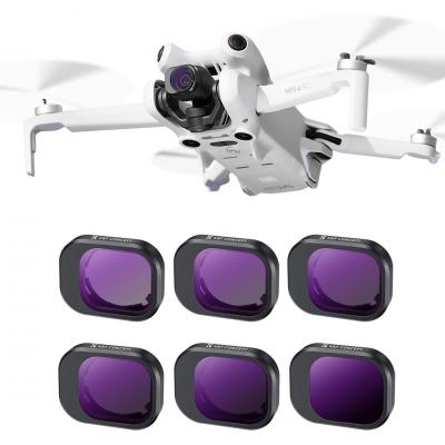 DJI Mini 4 Pro ND Filter 6st Set (ND4+ND8+ND16+ND32+ND64+ND1000) Med Enkelsidig Antireflex Grön Film DJI Mini ND Filter