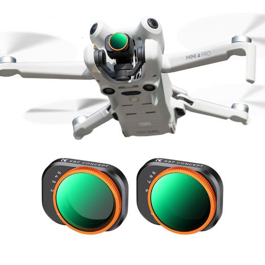 Muuttuvat ND-objektiivisuodinsarjat DJI Mini 4 Prolle, 2 kpl ND2-32 (1-5 auki) + ND32-512 (5-9 auki), 28 kerrosta nanopinnoitetta