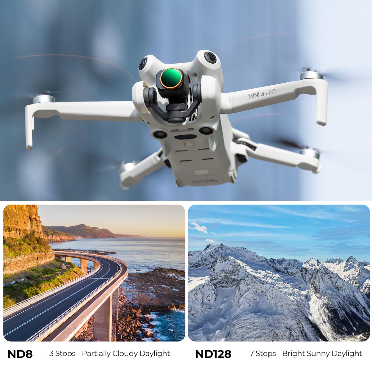 K&F Concept Variable ND Lens Filter Kits For DJI Mini 4 Pro 2 Pack ND2-32 (1-5 Stops)+ND32-512 (5-9 Stops) with 28 Layers of Nano-coating