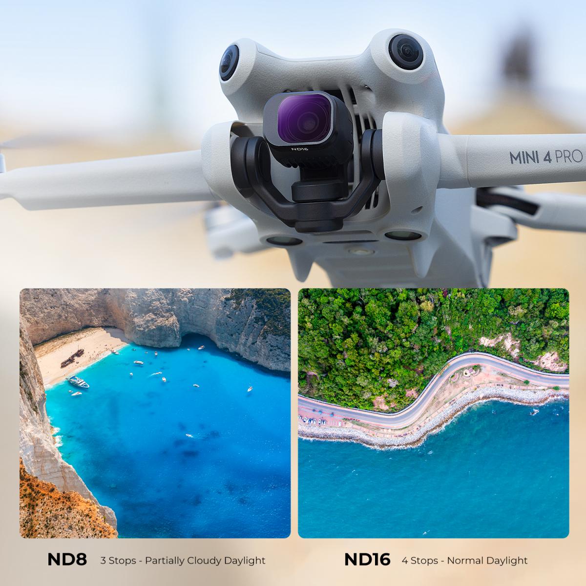 K&F Concept Mini 4 Pro Filterset 4 Stuks CPL + UV + ND8 + ND16 Filter Compatibel met DJI Mini 4 Pro