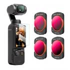 K&F Concept ND & polarisatorfilter för DJI Osmo Pocket 3, Magnetic 2 in 1 ND8/PL+ND16/PL+ND32/PL+ND64/PL Filter 4-pack Kit 28-lagers nanobelagt HD optiskt glas
