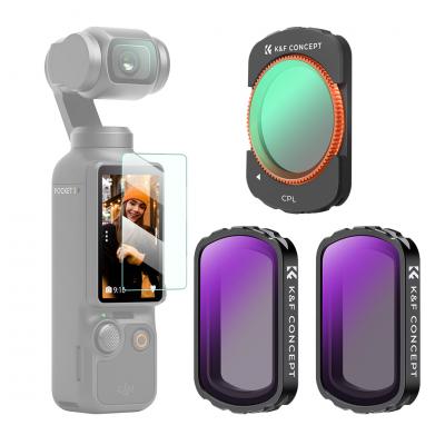 K&F Concept Filtres ND et CPL pour DJI Osmo Pocket 3, Kit magnétique CPL+ND4+ND8 3 paquets de verre optique HD nano-enduit 28 couches