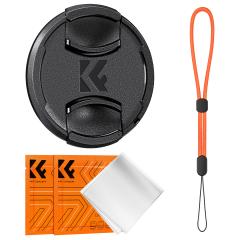55 mm Snap-On Center Pinch Lins Cap 4 i 1 med Anti-Loss Keeper Leash Kompatibel med Nikon, Canon, Sony, Fujifilm kameralinser