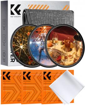 67mm Sternfilter Set (3 Stück), 4 Punkte, 6 Punkte, 8 Punkte für Kreuzfilter , Stern Filter  Set mit 18 Schichten Nanobeschichtung Kamera Sternfilter mit 3 Reinigungstüchern