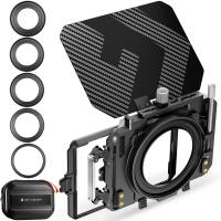 K&F Concept Mini Matte Box Lite, Bandiera Superiore Fibra di Carbonio con 2 Vassoio Filtro 4''x5,65" per DSLR e Fotocamere Mirrorless con Anello Adattatore Circolare 67/72/77/82/95mm