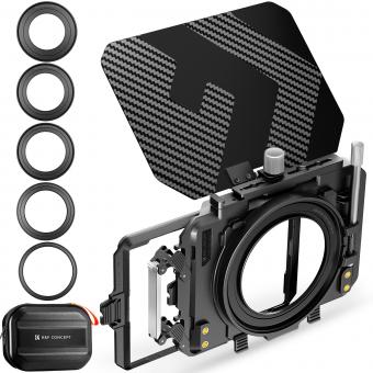 K&F Concept Mini Matte Box Lite, Bandiera Superiore Fibra di Carbonio con 2 Vassoio Filtro 4''x5,65" per DSLR e Fotocamere Mirrorless con Anello Adattatore Circolare 67/72/77/82/95mm