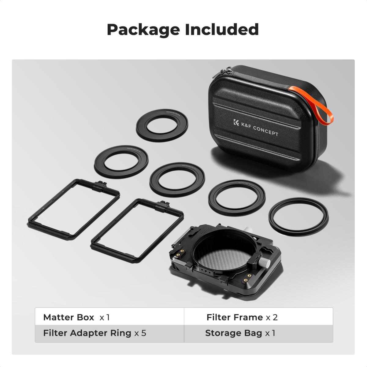 Matt bokssett kompatibel med to 4x5,65" firkantede filtre inkluderer 67/72/77/82/95 mm adapterringer Nano-Xcel-serien