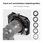 Ausgestattet mit 5 Adapterringen (67/72/77/82/95 mm) für die meisten DSLR- und spiegellosen Objektive.