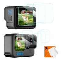 Film Protecteur d'Écran pour Appareil Photo en Verre Trempé Ultra Clair*3 + Protecteur d'Objectif*3 + Film d'Écran LCD Avant*3 Compatible avec GoPro Hero 9/10/11/12