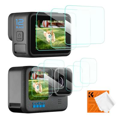 Cameraschermbeschermer 9 Stuks Compatibel met Gopro Hero 9/10/11/12, Ultra Clear Tempered Glass Screen Protector*3 + Lens Protector*3 + Front Lcd Display Film*3