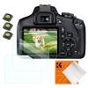 Kameraskærmbeskytter*3 Kompatibel med Canon Rebel T7, T6, T5, 0,3 mm 9H Hårdhed Hærdet glas med Hot Shoe Level*3 + Vacuum Cleaner Coth*1