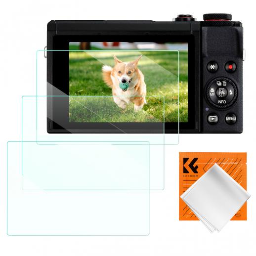 Protector de pantalla para cámara*3 Compatible con Canon G9X II, G9X, G7X III, G7X II, G7X, G5X II, G5X, vidrio templado de dureza 9H de 0,3 mm con cubierta para zapata*3 + paño de limpieza con aspiradora*1