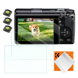 Protecteur d'écran d'appareil photo*3 compatible avec Ricoh GR III, verre trempé de dureté 9H de 0,3 mm avec niveau de griffe porte-accessoires*3 + chiffon d'aspirateur*1