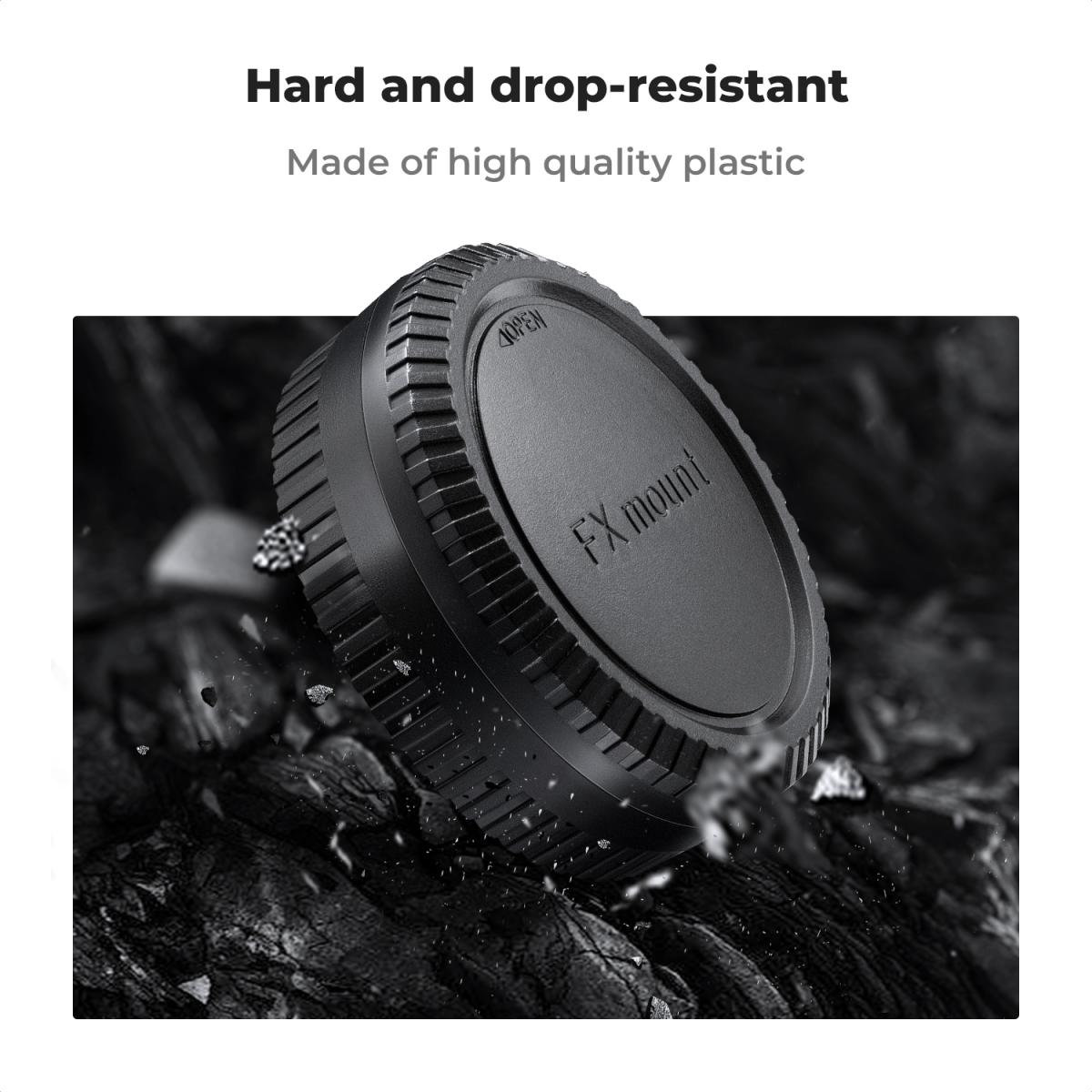 Fuji X-mount kropshætte*2 + objektiv baglåg*2 + Hot Shoe cap*2 + renseklud*1 Kompatibel med Fujifilm X-Pro2, X-Pro3, X-T2, X-T3, XT4, XT5, X- E4, X-T30, X-E2, X-E2s, X-E3, X-E4, X-A10, X-A7, X-A5