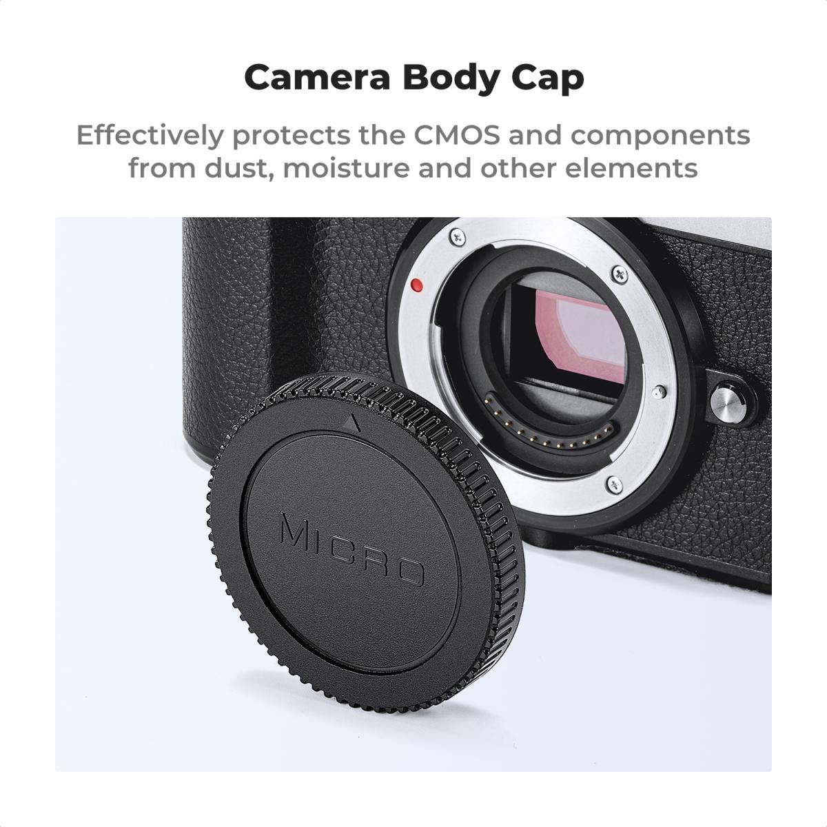Olympus M4/3-monteret kropshætte*2 + objektivdæksel på bagsiden*2 + Hot Shoe-hætte*2 + renseklud*1 Kompatibel med Olympus E-M1X, E-M1 II, E-M5 III, E-M10 IV, E- PL9, E-PL8, E-P7