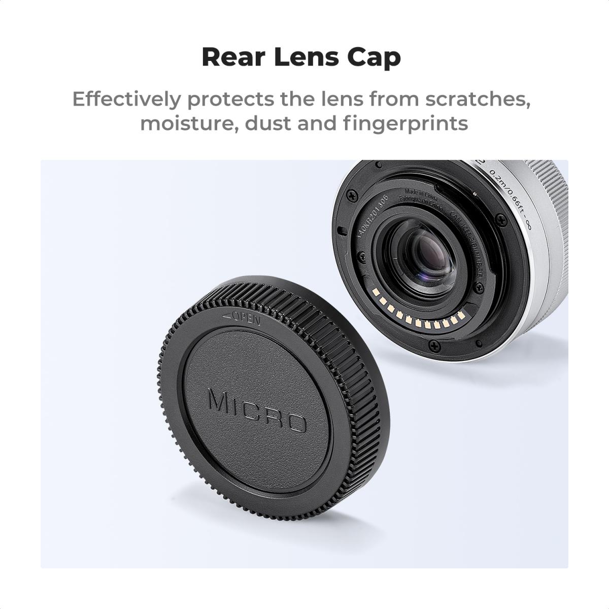 Olympus M4/3-monteret kropshætte*2 + objektivdæksel på bagsiden*2 + Hot Shoe-hætte*2 + renseklud*1 Kompatibel med Olympus E-M1X, E-M1 II, E-M5 III, E-M10 IV, E- PL9, E-PL8, E-P7