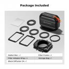 طقم صندوق غير لامع + فلتر ضبابي أسود 1/4 مربع متوافق مع فلترين مربعين مقاس 4 × 5.65 بوصة يتضمن حلقات محول 67/72/77/82/95 مم من سلسلة Nano-Xcel