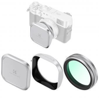 Kit filtro MCUV per obiettivo Fuji X100 con paraluce e tappi per obiettivo, vetro ottico HD multistrato antigraffio, compatibile con Fuji X100, X100F, X100S, X100T, X100V, X100VI