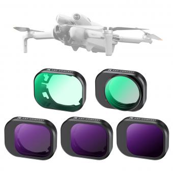 Kit 5 Filtros UV CPL ND K&F Concept para DJI Mini 4 Pro (UV + CPL + ND16 + ND64 + ND256) - HD y Gimbal Seguro