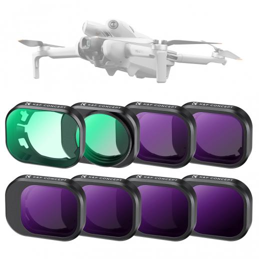 UV CPL ND Filtersæt Kompatibelt med DJI Mini 4 Pro, 8-pak UV CPL ND8 ND16 ND32 ND64 ND128 ND256 Polariseringsfilter med Neutral Density Drone-linse, Multicoated HD Optisk Glas/Gimbal-sikker