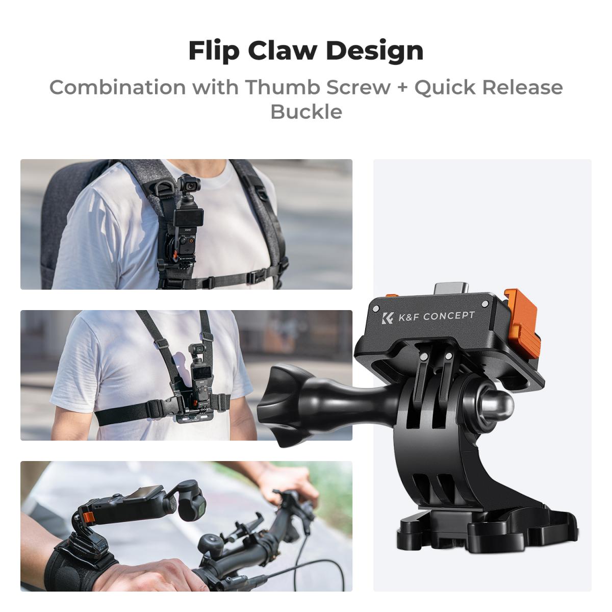 Ladeadapterbase for DJI Osmo Pocket 3, Desktop Type-C ladedokking Passer Arca-Swiss Standard, med 1/4 skruehull/foldefinger, aluminiumslegeringsbrakett