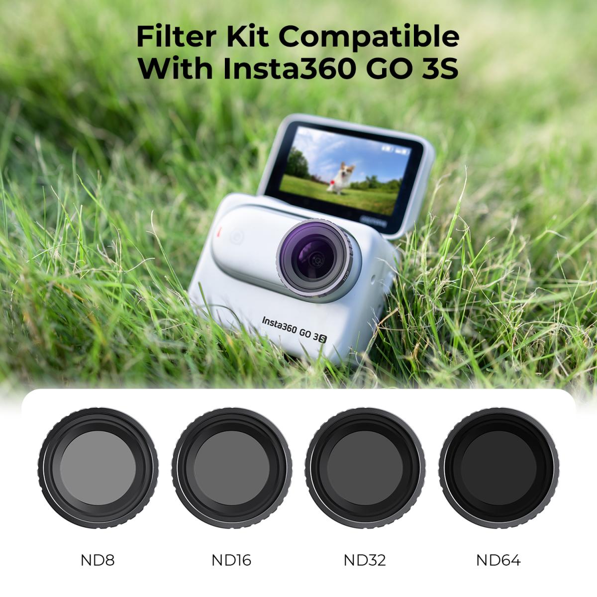 ND8+ND16+ND32+ND64 Filtersats Neutralt densitetsfilter 28 flerskiktsbelagda Kompatibel med Insta360 GO 3S actionkamera