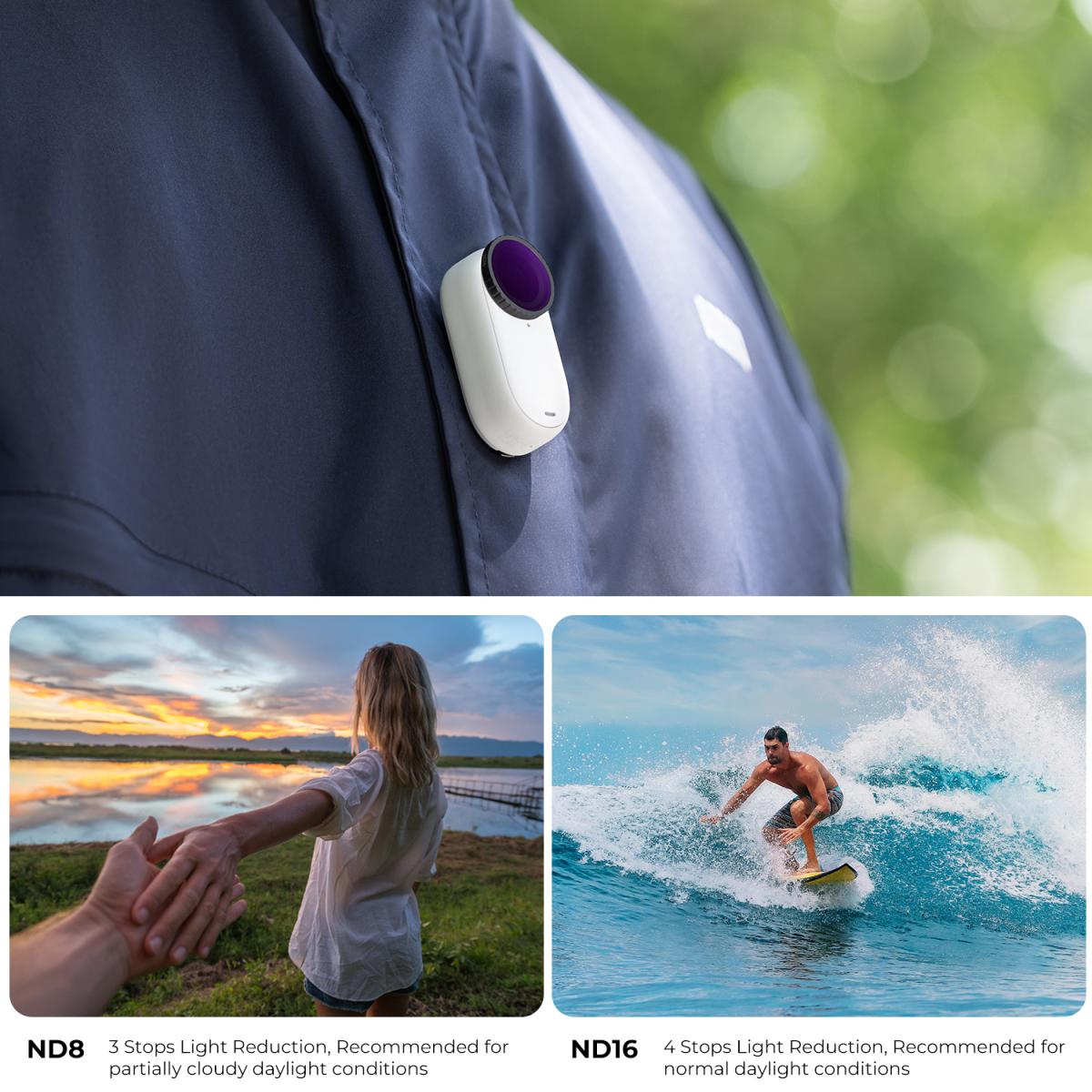 ND8+ND16+ND32+ND64 Filtersats Neutralt densitetsfilter 28 flerskiktsbelagda Kompatibel med Insta360 GO 3S actionkamera