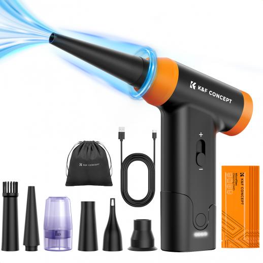 K&F Concept 14 em 1 Compressed Air Duster, Stepless Adjustable 150000RPM Electric Air Duster, Adjustable&Portable Air Blower para limpeza profunda, teclado de computador, carro, casa - Substitui latas de ar comprimido