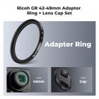 Ricoh objektivfilteradapterring 42-49 mm, med Kf 49 mm objektivdæksel *1, egnet til Ricoh Gr Model, Nano-X-serien