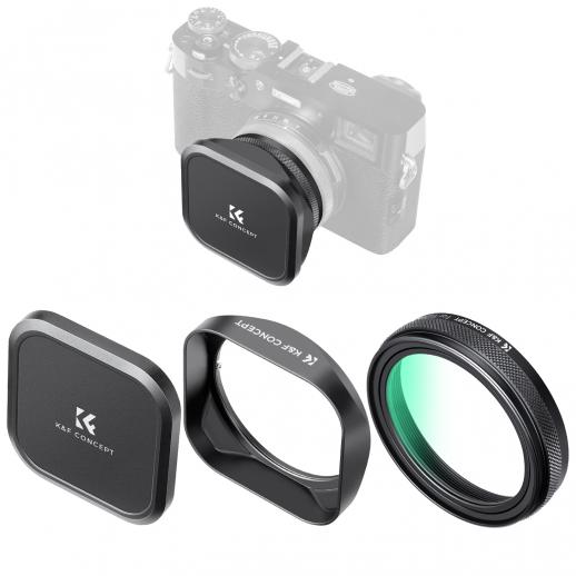 Filtro di Protezione UV con Tappo e Cappuccio per Fujifilm X100 Serie, Filtro MCUV con 28 Strati di Rivestimento Nano per Fujifilm X100 X100S X100F X100T X100V X100VI(Nera) Serie Nano-Xcel