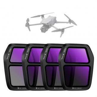 Ensemble de filtres ND pour DJI Air 3S, filtres de réduction de lumière à densité neutre ND8 + ND16 + ND32 + ND64, verre optique HD / accessoires de drone multicouches