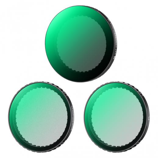 K&F Concept Push in Fit Black Promist 1/4 & ND & PL Filter Set Kompatibel mit DJI Osmo Action 5 Pro, 3 Pack Polfilter, Black-Mist 1/4, ND2-32 Filter Set für Osmo Action 4/3