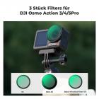 K&F Concept Push in Fit Black Promist 1/4 & ND & PL Filter Set Kompatibel mit DJI Osmo Action 5 Pro, 3 Pack Polfilter, Black-Mist 1/4, ND2-32 Filter Set für Osmo Action 4/3