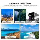 K&F Concept ND Filter Set, ND8 ND16 ND32 ND64 Filter 4 Stück kompatibel mit DJI Flip, Multi Beschichtung HD Optical Glass Aluminium