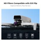 ND Filter Kit för DJI Flip, 4Pack (ND8+ND16+ND32+ND64) Neutral Densitet Ljusreducering Drone Lins Filter Set, Multi-Coated HD Optiskt glas Drönartillbehör