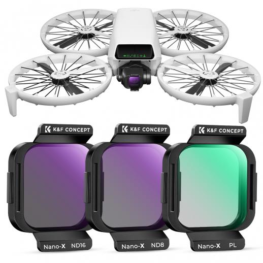 Dronefilterset voor DJI Flip – 3 Pack (ND8/ND16/CPL), HD Glas met Meerdere Coatings