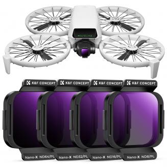 K&F Concept ND Filterset Kompatibel mit DJI Flip, 4 stück ND8&PL, ND16&PL, ND32&PL, ND64&PL Filter, Multi Beschichtung HD Optical Glass Aluminium