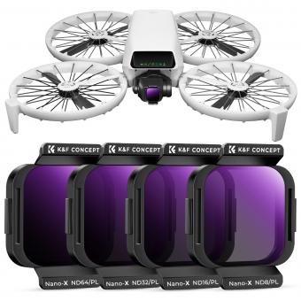 Kit 4 Filtros Híbridos ND/PL K&F Concept para DJI Flip (ND8&PL+ ND16&PL+ ND32&PL+ ND64&PL) - 2 en 1, HD y Gimbal Seguro