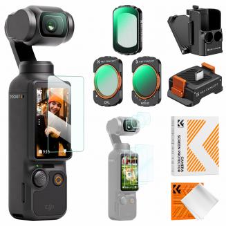 Kit 11 Accesorios Magnéticos K&F Concept para DJI Osmo Pocket 3 (VND, Black Mist, CPL, Base de Carga, Soporte y Protectores)