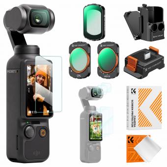 Kit 11 Accesorios Magnéticos K&F Concept para DJI Osmo Pocket 3 (VND, Black Mist, CPL, Base de Carga, Soporte y Protectores)