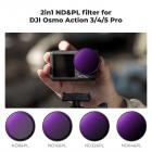 Kit 4 Filtros Híbridos ND/PL K&F Concept para DJI Osmo Action 4/5 PRO y Palo Selfie Trípode 2-en-1