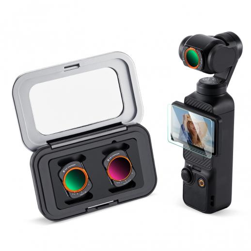 K&F CONCEPT Variabelt ND2-ND32 & ND32-ND512 Filtersæt Kompatibelt med DJI Osmo Pocket 3 Creator Combo Tilbehør, Limited Stops Neutral Density Magnetic Attachment Filtre, Actionkamera Tilbehør