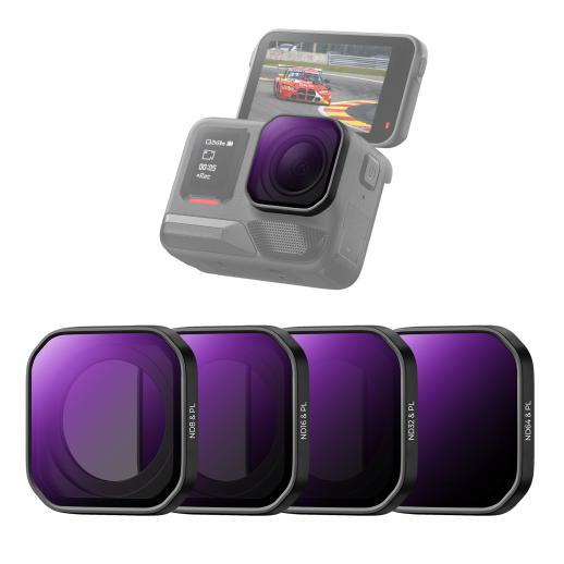 Zestaw filtrów ND/PL z gwintem K&F Concept Upgrade, kompatybilny z kamerą Insta360 Ace Pro 2, ND8/PL+ND16/PL+ND32/PL+ND64/PL, akcesoria do kamer sportowych z polaryzacją neutralną, szkło optyczne HD z wielowarstwową powłoką
