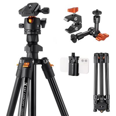 64"/1,6m kamerastativ Letvægts Vlog-rejsestativ Kompakt Fleksibelt og bærbart 8 kg belastning med bærbart stativ, til DSLR-kameraer O234A1+BH-36 og 6" Magic Arm med Super Clamp