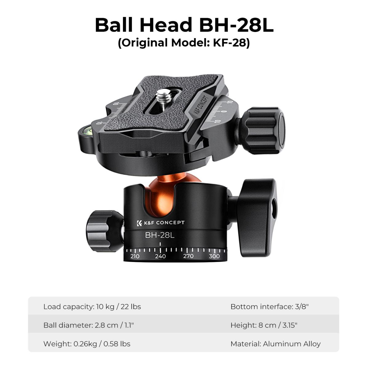 78"/2m overhead stativ i aluminium for DSLR-kamera, kompakt, bærbart, vloggstativ, enbent stativ, 10 kg belastning, K234A7+BH-28L (S210) + rengjøringssett