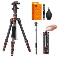 Kit de trípode para cámara de fibra de carbono de 60", trípode de viaje compacto y superligero con rótula de 360° A225C0+BH-25L y kit de limpieza 4 en 1.